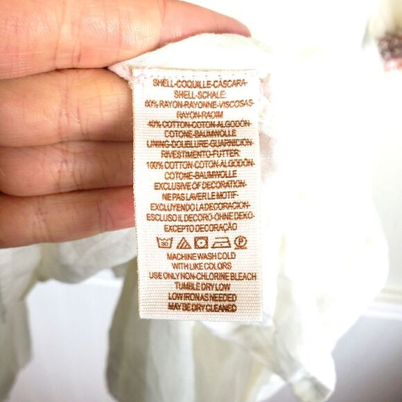 Free People Women's Cold Off the Shoulders Boho Gypsy White Floral Top Size SM - Picture 14 of 14